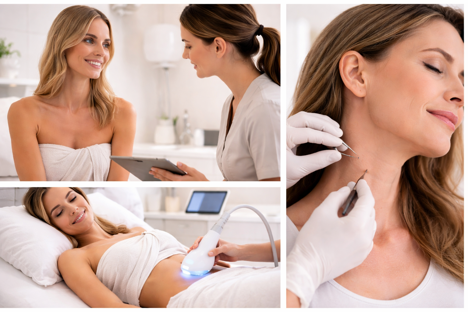 Collage of aesthetic care treatments