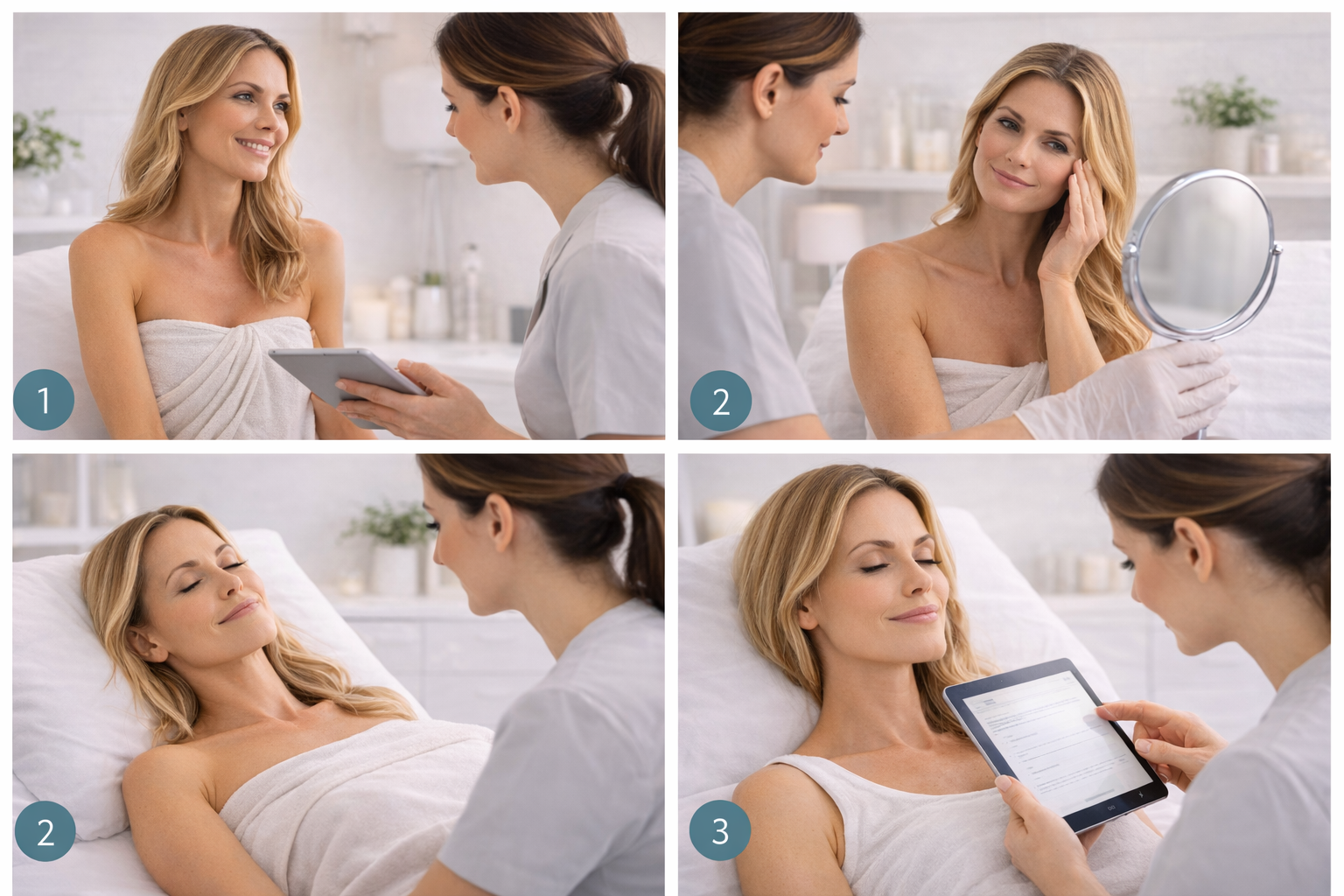 Collage of treatment process